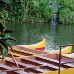 Canoes and Waterfall at the Polynesian Cultural Centre