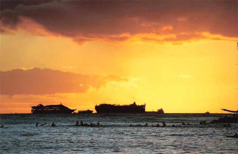Sunset over Cruise Ships ~ Waikiki