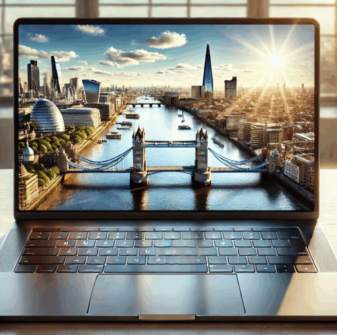 laptop-london-sunset